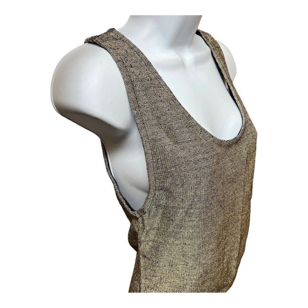 Zara Women’s L Gold Crop Top Muscle Scoop Party Club Sexy Layer Blouse Night
